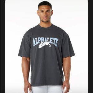 Alphalete unisex oversized wolf head tee-dolphin blue. Size L.